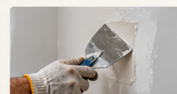 Illustration of a drywall patch being finished